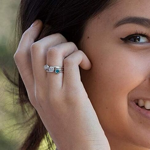 Stacking Sterling Silver Birthstone Ring by Nelle and Lizzy in Saudi Arabia