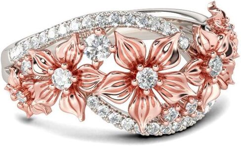 Jeulia Floral Rings for Women 925 Sterling Silver Flower Fashion Band Ring Brilliant Diamond Wedding Engagement Anniversary Promise Ring Jewelry Set in Saudi Arabia
