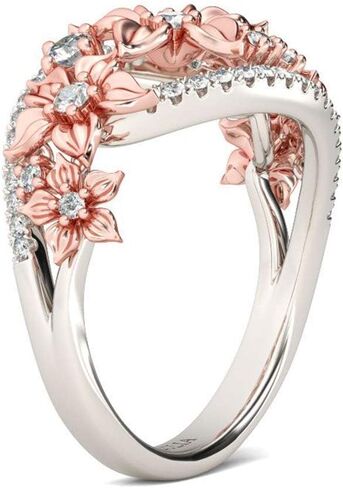 Jeulia Floral Rings for Women 925 Sterling Silver Flower Fashion Band Ring Brilliant Diamond Wedding Engagement Anniversary Promise Ring Jewelry Set in Saudi Arabia