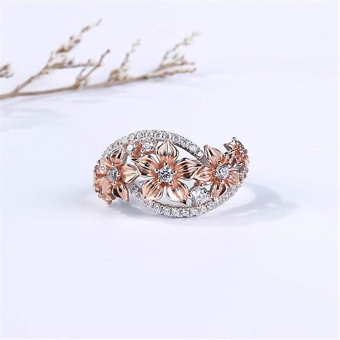 Jeulia Floral Rings for Women 925 Sterling Silver Flower Fashion Band Ring Brilliant Diamond Wedding Engagement Anniversary Promise Ring Jewelry Set in Saudi Arabia