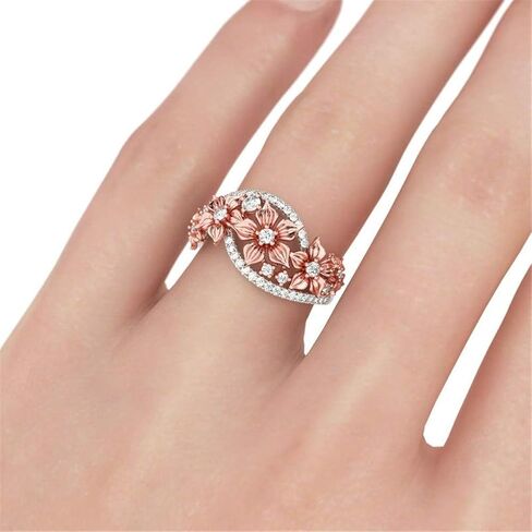 Jeulia Floral Rings for Women 925 Sterling Silver Flower Fashion Band Ring Brilliant Diamond Wedding Engagement Anniversary Promise Ring Jewelry Set in Saudi Arabia