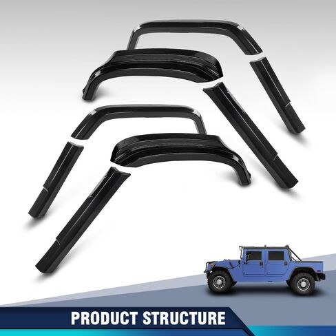 PIT66 8 قطع Fender Flares Overfender مع أجهزة متوافقة مع Hummer H1 / Humvee/HMMWV أسود in Saudi Arabia