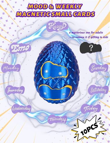 9+1 قطعة من البطاقات المغناطيسية مع تنين مطبوع ثلاثي الأبعاد، بيضة تنين مطبوعة ثلاثية الأبعاد، لعبة تململ كريستال مفصلية للطابعة ثلاثية الأبعاد، هدايا للبالغين in Kuwait