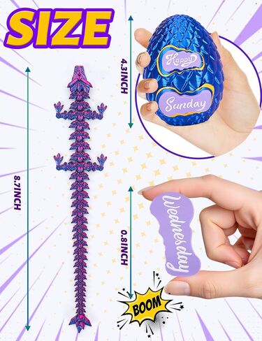 9+1 قطعة من البطاقات المغناطيسية مع تنين مطبوع ثلاثي الأبعاد، بيضة تنين مطبوعة ثلاثية الأبعاد، لعبة تململ كريستال مفصلية للطابعة ثلاثية الأبعاد، هدايا للبالغين in Kuwait