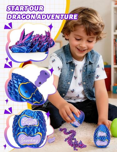 9+1 قطعة من البطاقات المغناطيسية مع تنين مطبوع ثلاثي الأبعاد، بيضة تنين مطبوعة ثلاثية الأبعاد، لعبة تململ كريستال مفصلية للطابعة ثلاثية الأبعاد، هدايا للبالغين in Kuwait