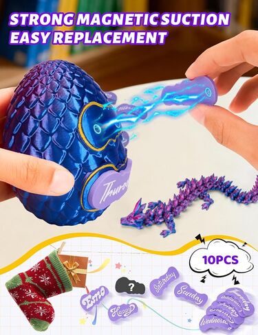 9+1 قطعة من البطاقات المغناطيسية مع تنين مطبوع ثلاثي الأبعاد، بيضة تنين مطبوعة ثلاثية الأبعاد، لعبة تململ كريستال مفصلية للطابعة ثلاثية الأبعاد، هدايا للبالغين in Kuwait