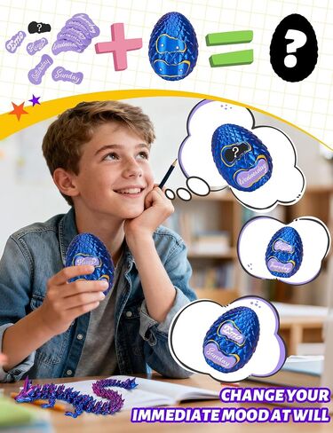 9+1 قطعة من البطاقات المغناطيسية مع تنين مطبوع ثلاثي الأبعاد، بيضة تنين مطبوعة ثلاثية الأبعاد، لعبة تململ كريستال مفصلية للطابعة ثلاثية الأبعاد، هدايا للبالغين in Kuwait