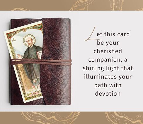 Trendzeen San Ignacio de Loyola Oracion - Saint Ignatius de Loyola Medalla - مجموعة بطاقات صلاة وقلادة سانت إغناتيوس لويولا الإسبانية، صنع في إيطاليا - عنصران in Saudi Arabia