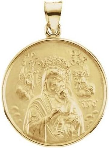 18K Yellow Gold 13mm Our Lady of Perpetual Help Medal in Saudi Arabia