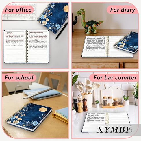 XYMBF Celestial Full Moon Blue Floral Notebook Journal, Starry Night Botanical Notebooks for Work, Cottagecore Blue Wildflower Journal,Hardcover Spiral Notebook 5.5x8.3 Inch in Saudi Arabia