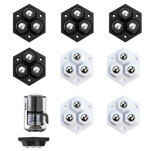 Self Adhesive Caster Wheels 8Pcs - Stainless Steel Ball Bearings | 360 Degree Swivel Wheels for Kitchen Appliances, Small Furniture, Storage Boxes, and Trash Bins futi-01 (Suit-8) in Kuwait
