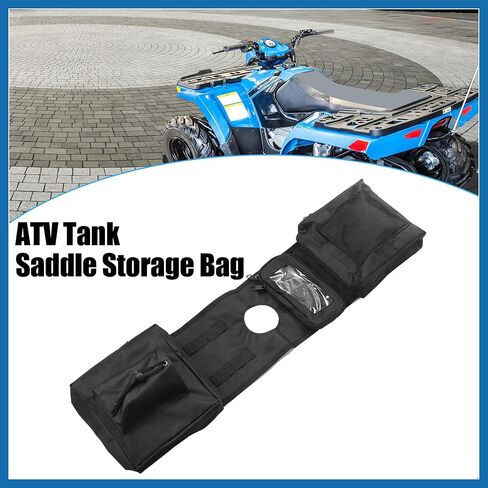 1-Pack Quad ATV 4- Saddlebags Cargo Pouch Storage UTV Motorcycle Gas Tank Saddle Bag for Polaris Sportsman 450 570 850 XP 1000 Black 600D Oxford Item Replacement in Saudi Arabia
