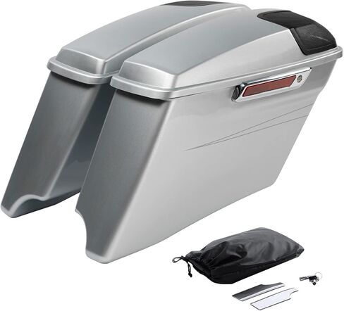 HR3 Black Denim (Pinstripe) 4" Stretched Hard Saddlebags w/Speaker Lids Compatible with 2015-2016 Road Glide Special FLTRXS Street Glide Special FLHXS (Replace for OEM) in Saudi Arabia