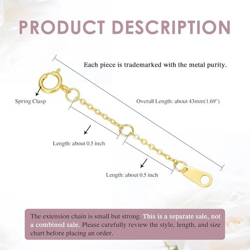 سلسلة تمديد قلادة من الذهب الأصفر عيار 10 قيراط مقاس 1 بوصة/2 بوصة/3 بوصة/4 بوصة مع مشبك زنبركي، سلسلة تمديد لقلادة من الذهب عيار 10 قيراط وسوار خلخال وسلسلة تمديد للسوار ذهب عيار 10 قيراط in Kuwait