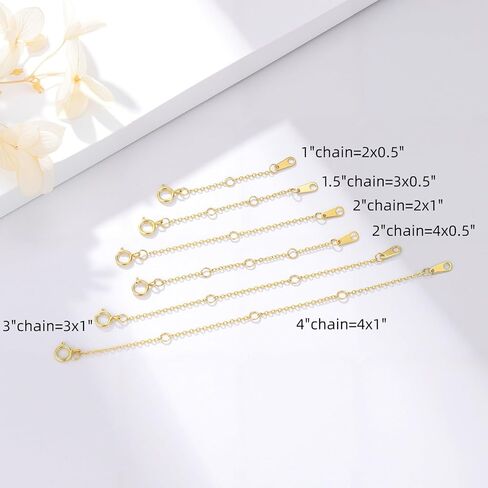 سلسلة تمديد قلادة من الذهب الأصفر عيار 10 قيراط مقاس 1 بوصة/2 بوصة/3 بوصة/4 بوصة مع مشبك زنبركي، سلسلة تمديد لقلادة من الذهب عيار 10 قيراط وسوار خلخال وسلسلة تمديد للسوار ذهب عيار 10 قيراط in Kuwait