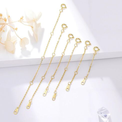 سلسلة تمديد قلادة من الذهب الأصفر عيار 10 قيراط مقاس 1 بوصة/2 بوصة/3 بوصة/4 بوصة مع مشبك زنبركي، سلسلة تمديد لقلادة من الذهب عيار 10 قيراط وسوار خلخال وسلسلة تمديد للسوار ذهب عيار 10 قيراط in Kuwait