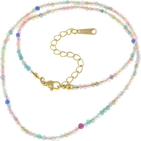 قلادة من الخرز الزجاجي الملون مصنوعة بواسطة نامي، قلادة أنيقة مطرزة بالخرز للنساء، قابلة للتعديل مقاس 40.64 سم + 2 بوصة، هدية مجوهرات من خرز بذور قوس قزح الباستيل البسيط in Kuwait