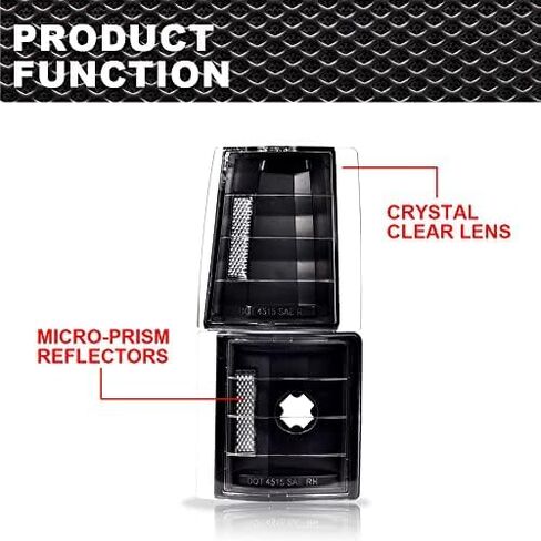 Corner Signal Lights Side Marker Lamps Compatible with GMC 1994-1999 C1500 K1500 Yukon C2500 K2500 Suburban/Fit 1994-2000 C2500 C3500 K2500 K3500 4Pcs, Clear lens Black Housing Clear Reflector in Saudi Arabia