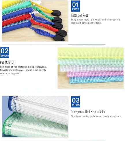 3 Pcs 3.74" x 5.31" B8 Sizes Mesh Zipper Pouch Bags, Mesh Bags with Zipper，Waterproof Clear document pouch for Organization Puzzles Travel, Office, Classroom Organization, B8 White in Saudi Arabia