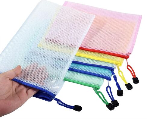 3 Pcs 3.74" x 5.31" B8 Sizes Mesh Zipper Pouch Bags, Mesh Bags with Zipper，Waterproof Clear document pouch for Organization Puzzles Travel, Office, Classroom Organization, B8 White in Saudi Arabia