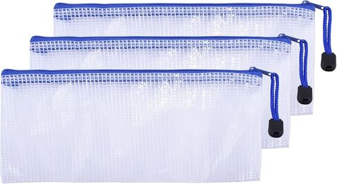 3 Pcs 3.74" x 5.31" B8 Sizes Mesh Zipper Pouch Bags, Mesh Bags with Zipper，Waterproof Clear document pouch for Organization Puzzles Travel, Office, Classroom Organization, B8 White in Saudi Arabia