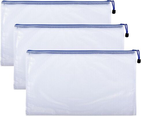 3 Pcs 3.74" x 5.31" B8 Sizes Mesh Zipper Pouch Bags, Mesh Bags with Zipper，Waterproof Clear document pouch for Organization Puzzles Travel, Office, Classroom Organization, B8 White in Saudi Arabia