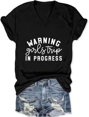 Girls Trip Shirts for Women Warning Girls Trip in Progress T Shirt Travel Weekend Tops Summer Vacation Tee in Saudi Arabia