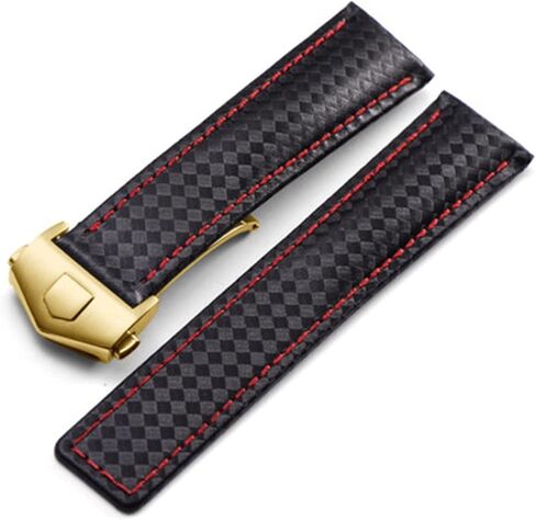 حزام ساعة 20 22 مم من ألياف الكربون من جلد العجل باللون الأسود والأحمر، لملحقات استبدال حزام الساعة TAG Heuer 20 مم 22 مم، وحزام ساعة رجالي ومشبك نشر in Kuwait