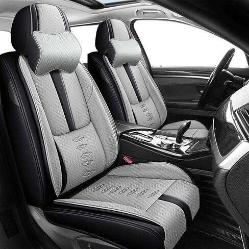أغطية مقاعد جلدية فاخرة لسيارة Ford Explorer 2001-2025، مجموعة أغطية مقاعد السيارة الفاخرة الأمامية، واقيات مقاعد السيارة المقاومة للماء مع وسادة هوائية، مقاعد غطاء داخلي مريح للسيارات (أسود) in Kuwait