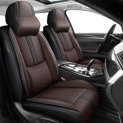 أغطية مقاعد جلدية فاخرة لسيارة Ford Explorer 2001-2025، مجموعة أغطية مقاعد السيارة الفاخرة الأمامية، واقيات مقاعد السيارة المقاومة للماء مع وسادة هوائية، مقاعد غطاء داخلي مريح للسيارات (أسود) in Kuwait