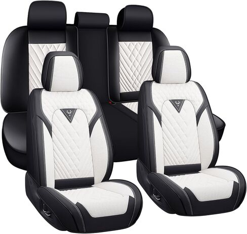 Car Seat Covers for Dodge Challenger 2008-2023,Breathable Nappa Leather Car Seat Protector,Front Seat Cover with Pillow Automotive Seat Cushion with Airbag Compatible(Front Seats,Black) in Saudi Arabia