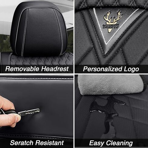 Car Seat Covers for Dodge Challenger 2008-2023,Breathable Nappa Leather Car Seat Protector,Front Seat Cover with Pillow Automotive Seat Cushion with Airbag Compatible(Front Seats,Black) in Saudi Arabia