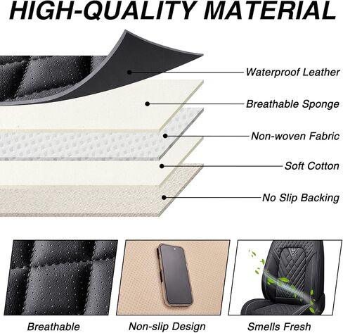 Car Seat Covers for Dodge Challenger 2008-2023,Breathable Nappa Leather Car Seat Protector,Front Seat Cover with Pillow Automotive Seat Cushion with Airbag Compatible(Front Seats,Black) in Saudi Arabia