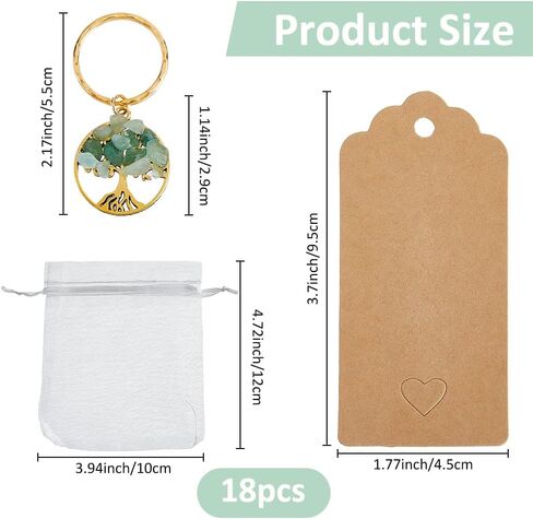 SUPERFINDINGS 18 Sets Tree of Life Party Favors Silver Tree of Life Keychains Gemstone Chip Keychain Bulk Natural Crystal Stone Keyrings with Paper Tags and Organza Bags for DIY Weddings Showers in Saudi Arabia