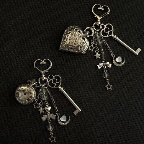 Hollow Heart Pocket Watch Keychain - Steampunk Vintage Necklace Pendant for Men and Women in Saudi Arabia