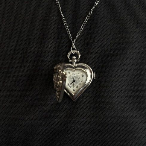 Hollow Heart Pocket Watch Keychain - Steampunk Vintage Necklace Pendant for Men and Women in Saudi Arabia