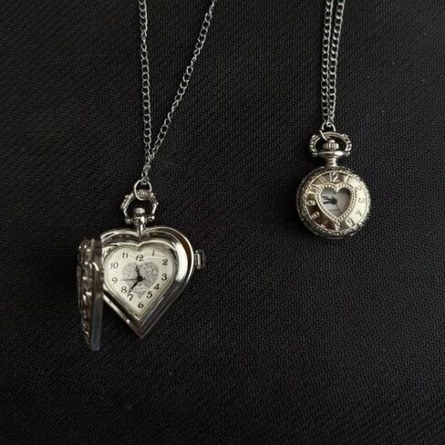 Hollow Heart Pocket Watch Keychain - Steampunk Vintage Necklace Pendant for Men and Women in Saudi Arabia