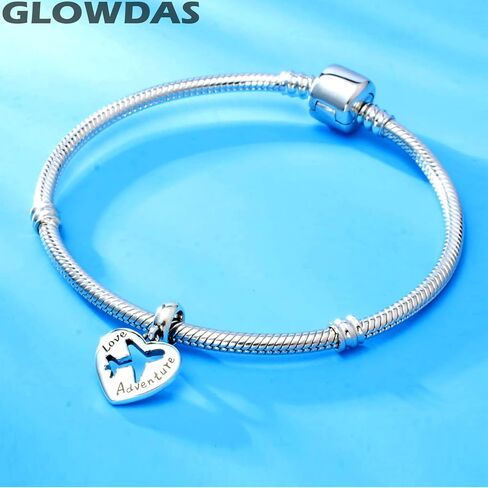 Airplane Charms, 925 Sterling Silver Plane Aircraft Pendant Charm, Adventure Travel Heart Beads fit Pandora Style Bracelet, Birthday Gifts for Family/BFF/Cousin/Aunt in Saudi Arabia