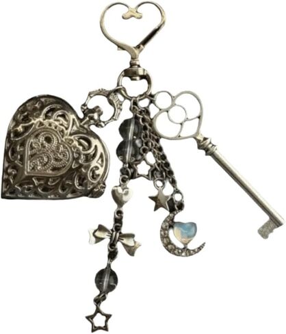 Hollow Heart Pocket Watch Keychain - Steampunk Vintage Necklace Pendant for Men and Women in Saudi Arabia