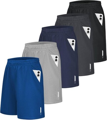 Little Beauty 5 Pack Mens Shorts with Pockets Fast Dry Basketball Athletic Shorts for Men Running Gym Casual Activewear in Saudi Arabia