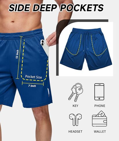 Little Beauty 5 Pack Mens Shorts with Pockets Fast Dry Basketball Athletic Shorts for Men Running Gym Casual Activewear in Saudi Arabia