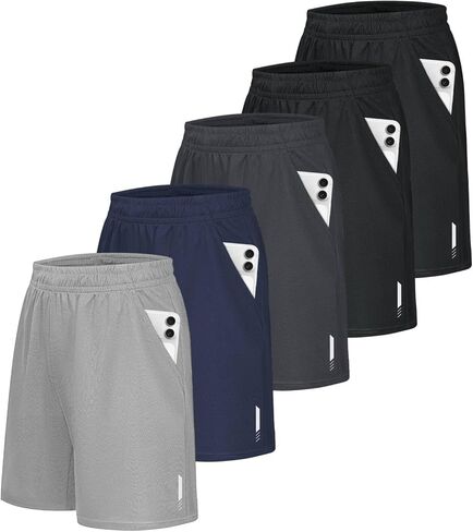 مجموعة من 5 شورتات رجالي من ليتل بيوتي مع جيوب، شورت رياضي لكرة السلة سريع الجفاف للرجال، ملابس رياضية كاجوال للجري والصالة الرياضية in Kuwait