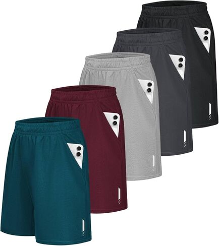 Little Beauty 5 Pack Mens Shorts with Pockets Fast Dry Basketball Athletic Shorts for Men Running Gym Casual Activewear in Saudi Arabia