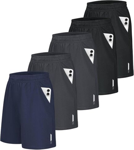 Little Beauty 5 Pack Mens Shorts with Pockets Fast Dry Basketball Athletic Shorts for Men Running Gym Casual Activewear in Saudi Arabia