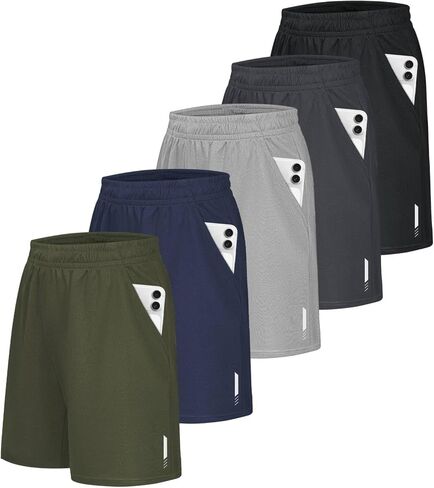 Little Beauty 5 Pack Mens Shorts with Pockets Fast Dry Basketball Athletic Shorts for Men Running Gym Casual Activewear in Saudi Arabia