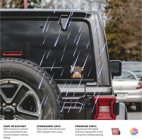 Highland Cow Stickers (2 Pack) - Strong Adhesive Waterproof Highland Cow Car Decal Also Used for Truck, Laptop, RV, Water Bottle, Notebook - No Fade in Saudi Arabia
