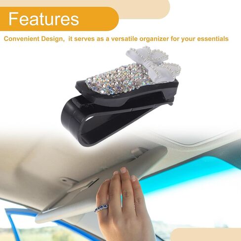 Car Sunglasses Clip Universal Sun Visor Eyeglasses Holder Clip ABS,Diamond 6.5x3cm 1 Pc in Saudi Arabia