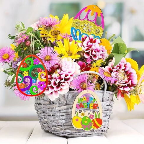 10-Pack Easter Bunny Craft Blanks with Jute String, Unfinished Decorations for DIY Painting and Hanging Ornaments in Saudi Arabia