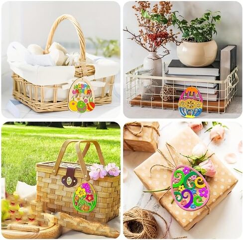 10-Pack Easter Bunny Craft Blanks with Jute String, Unfinished Decorations for DIY Painting and Hanging Ornaments in Saudi Arabia