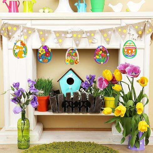 10-Pack Easter Bunny Craft Blanks with Jute String, Unfinished Decorations for DIY Painting and Hanging Ornaments in Saudi Arabia